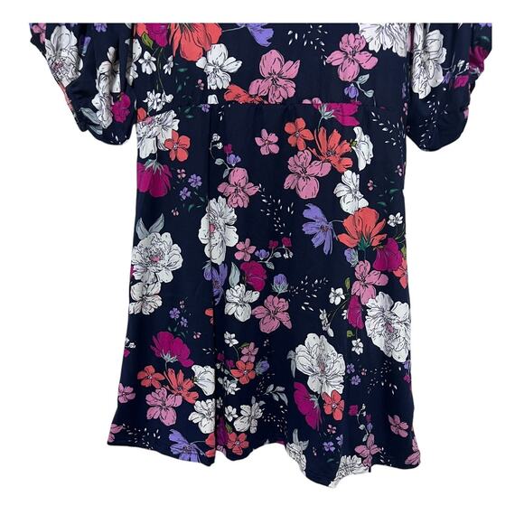 Velvet Torch Womens Small Navy Floral Blouson Sleeve Mini Dress Swiftie Whimsy - Picture 5 of 10